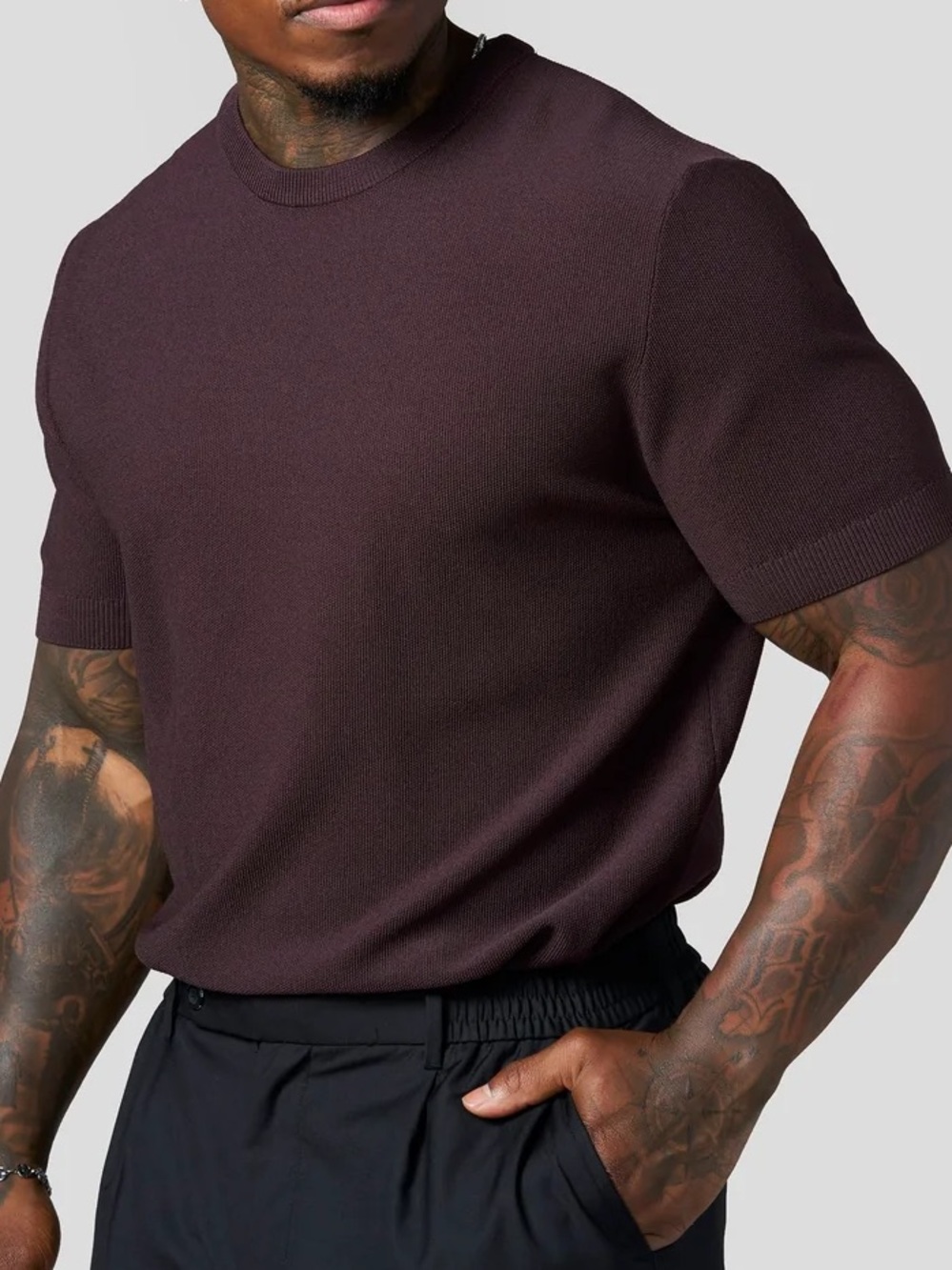 YoungLA Brown Dressy Sweater Tee Sz M Men’s